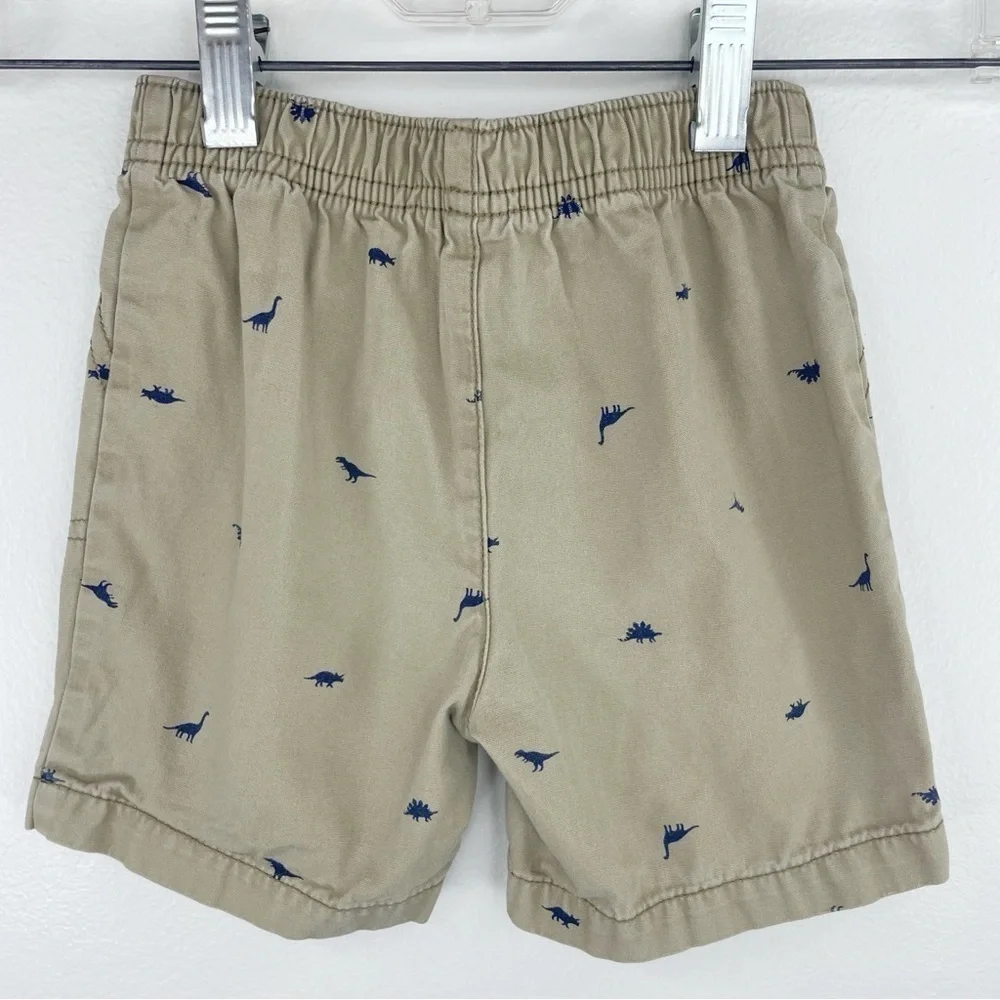 CARTER'S Boys Kids Toddler Khaki Shorts with Navy Blue Dino Print Size 24 Months